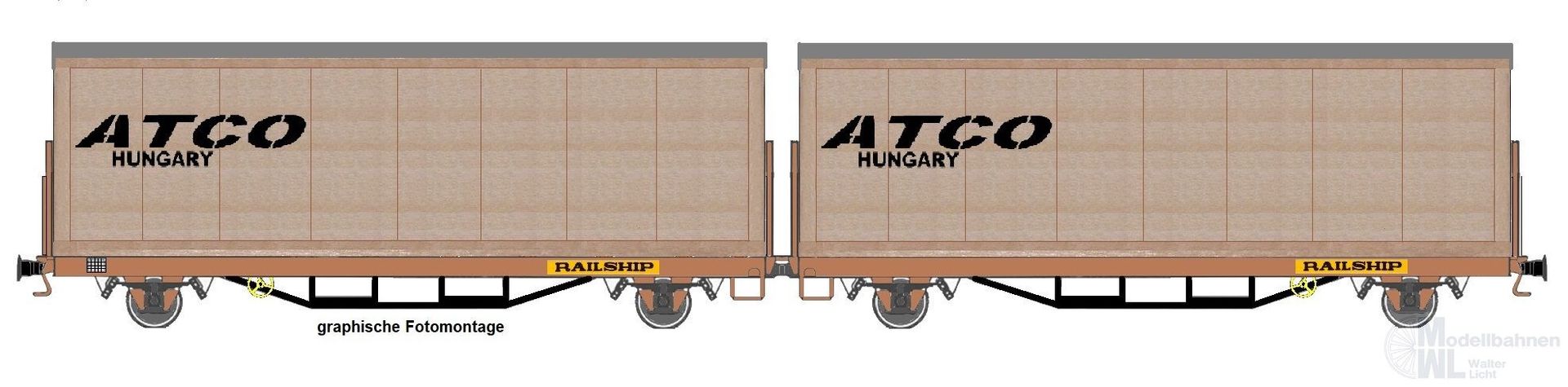 NW 22202 NPE NW22202 - Flachwagen Laas DR-Railship Ep.IV mit Holzkiste ATCO H0/GL
